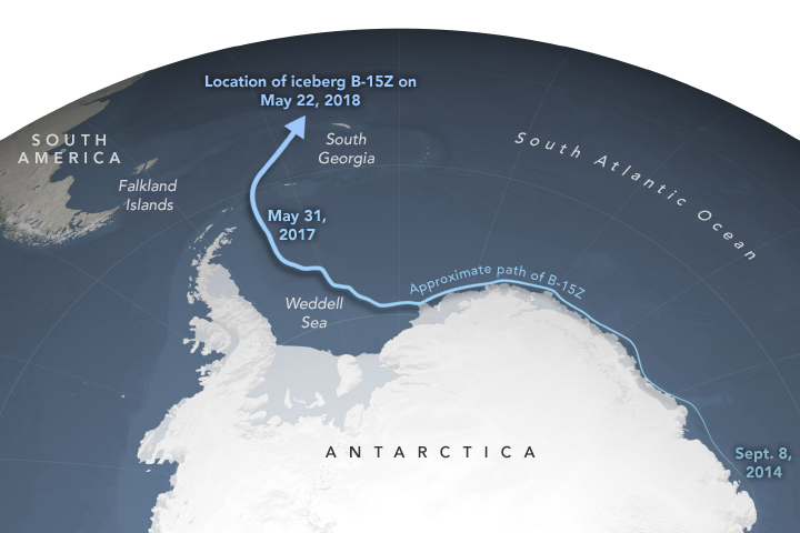 map of iceberg journey