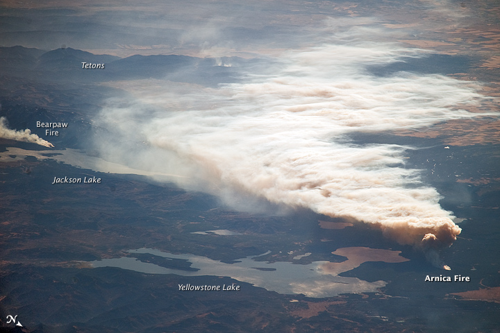 Oblique View of the Arnica Fire, Yellowstone National Park, Wyoming
