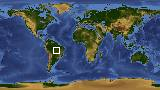 World map with latitude -10.1 and longitude -52.2 marked