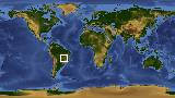 World map with latitude -16.3 and longitude -47.4 marked