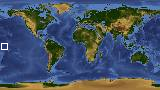 World map with latitude -2.1 and longitude -169.2 marked