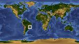 World map with latitude -20.6 and longitude -43.9 marked