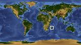 World map with latitude -20.9 and longitude 50.8 marked