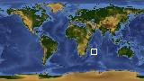 World map with latitude -25.3 and longitude 54.4 marked