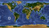 World map with latitude -27.3 and longitude -110.5 marked