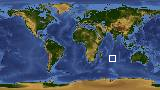 World map with latitude -27.9 and longitude 72.6 marked