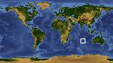 World map with latitude -27.9 and longitude 83.6 marked