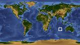 World map with latitude -27.9 and longitude 90.0 marked