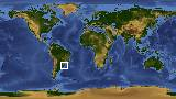 World map with latitude -28.3 and longitude -49.2 marked