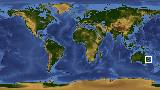 World map with latitude -28.9 and longitude 154.0 marked
