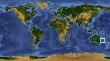 World map with latitude -28.9 and longitude 157.1 marked