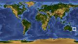 World map with latitude -28.9 and longitude 164.2 marked