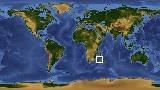 World map with latitude -29.4 and longitude 44.3 marked