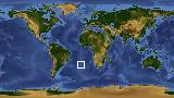 World map with latitude -29.6 and longitude -11.8 marked