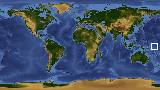 World map with latitude -3.1 and longitude 167.1 marked