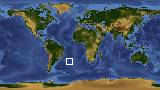 World map with latitude -32.4 and longitude -23.5 marked