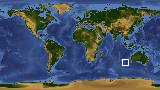 World map with latitude -34.4 and longitude 101.3 marked