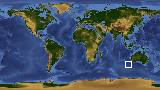 World map with latitude -39.8 and longitude 109.3 marked