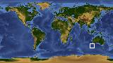 World map with latitude -41.7 and longitude 112.5 marked