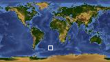 World map with latitude -49.8 and longitude -13.8 marked