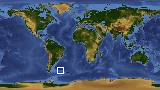 World map with latitude -51.3 and longitude -44.7 marked