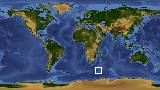 World map with latitude -51.8 and longitude 41.9 marked