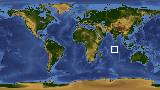 World map with latitude -9.3 and longitude 78.4 marked