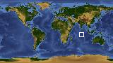 World map with latitude -9.8 and longitude 78.8 marked