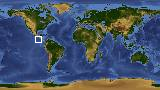 World map with latitude 11.8 and longitude -94.2 marked