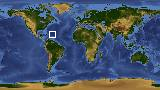 World map with latitude 20.8 and longitude -63.0 marked
