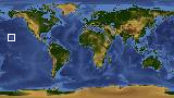 World map with latitude 20.9 and longitude -156.7 marked