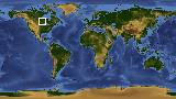 World map with latitude 50.1 and longitude -94.2 marked