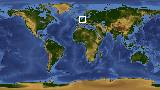 World map with latitude 50.4 and longitude 5.9 marked